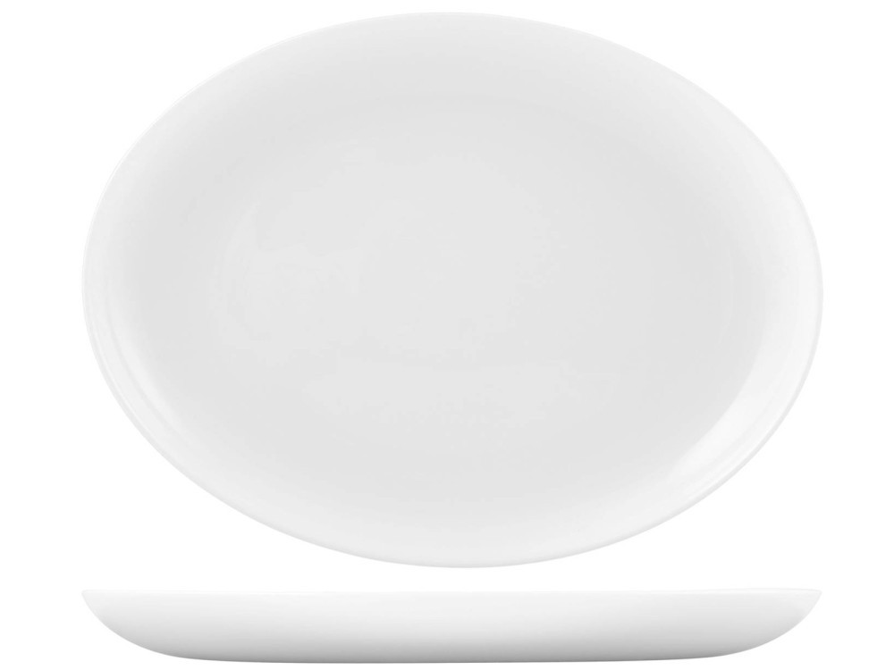 Pack 6 Plates Opal Premiere Oval White 33 cm H&H