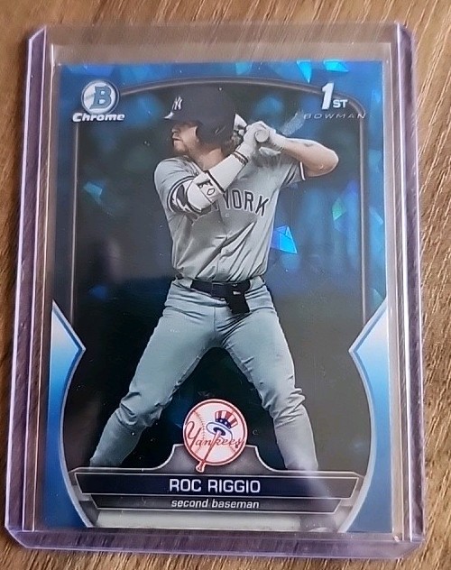 Roc Riggio 2023 Bowman Chrome 1st Sapphire Refractor BRC 30 Rookie Card Yankees