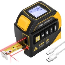 4-in-1 Laser Tape Measure 130ft Laser 16ft Tape LCD Area Volume