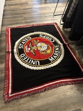 62 x41  US Marines Tasseled Throw Blanket