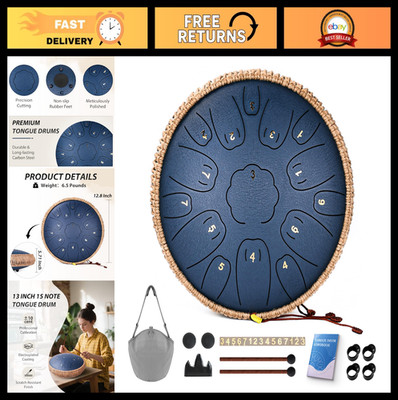 13'' Steel Tongue Drum 15 Notes C Key Handpan Instrument for Kids & Adults, Bag &