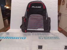Plano Series 3700 Tackle Backpack Black/Gray 17" X 14" WITH 2 Boxes USED NICE 