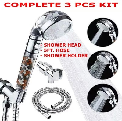 High Pressure Shower Head 3 Settings Handheld Shower Spray With 5 FT ...