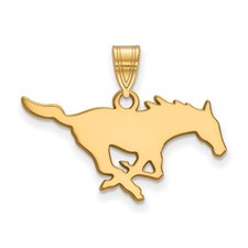 Yellow Sterling Silver LogoArt Southern Methodist University Mustang Med Pendant