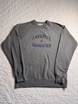Erin & Sara Womens Sweatshirt Gray Graphic Favourite Daughter Raglan Sleeve M