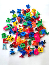 124 Mixed Magnetic Refrigerator Letters  Numbers, 7/8" - 1-5/8", w/ Storage Tub
