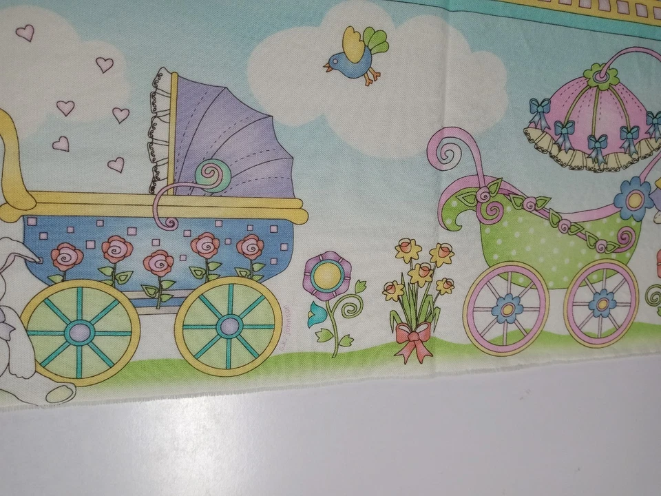 Fabric Pastel Colors Stripes with Nursey/Baby Theme Print 1 1/2 Yards x 26" - Image 2 of 4