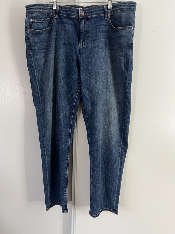 Eileen Fisher Jeans Tapered Leg Women Size 16 Medium Wash Denim Organic Cotton