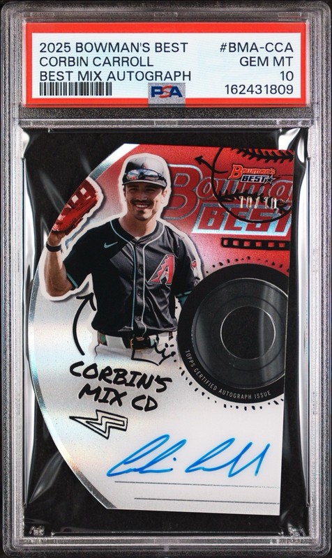 CORBIN CARROLL 2025 BOWMAN'S BEST BEST MIX AUTOGRAPHS /10 #BMA-CCA CD PSA 10