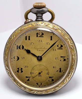 Montre Gousset Ancienne En Métal Vintage CALVIA - Occasion, Montre De Poche Classique