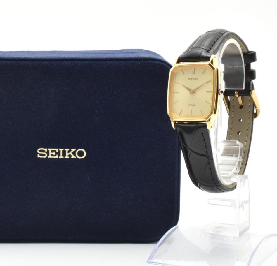 Vintage 1996 [ EXC+5 ] Seiko DOLCE 8J41-5000 Gold Tank 27mm Quartz Men's Watch