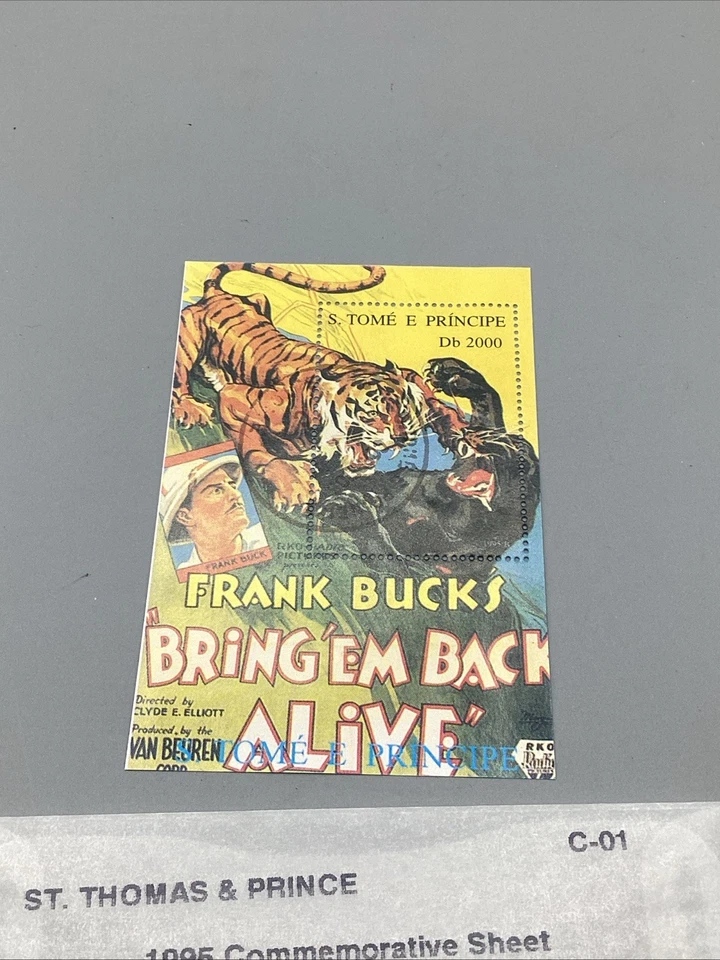 Carteles de películas de cine SA30d Santo Tomé y Príncipe 1995 centenario minishoja usada Foto 3 de 4