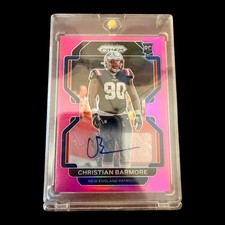 2021 Panini Christian Barmore #388 Auto Pink Prizm RC Rookie Card. rookie card picture