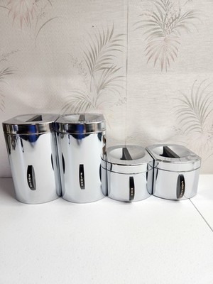 Vintage Kromex 4 Chrome Canister Set