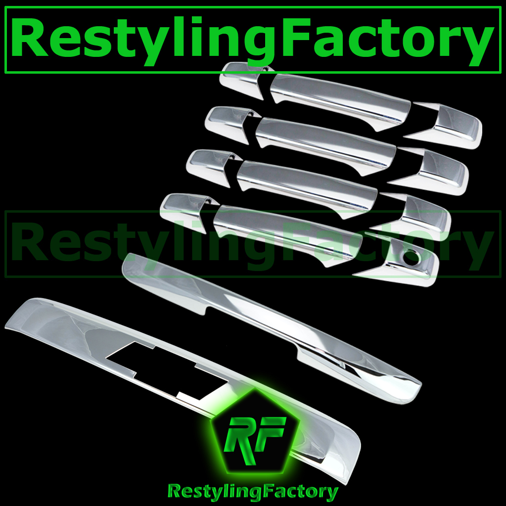 Chrome Tailgate Handle Cover For 2007-2014 Chevy Suburban & Tahoe - Adhesive Mount, Logo Cutout