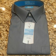 NWT Men's Stafford Dress Shirt Long Sleeve Twill CoolMax Grey Small 14 - 14 1/2