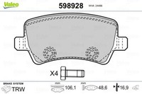 Valeo 598928 Bremsbelagsatz, Scheibenbremse FüR Ford Land Rover Volvo