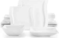MALACASA Series Flora Dinnerware Set Porcelain Tableware Wave Shape Dishware Set