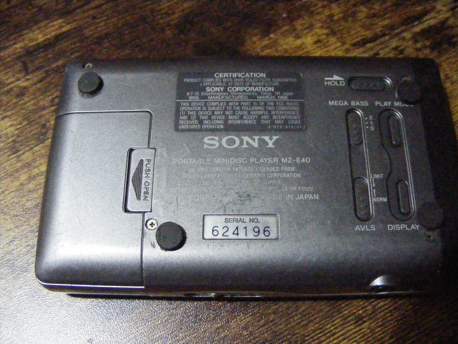 Sony MZE40 MD Walkman Portable Minidisc Player Working well Free Ship