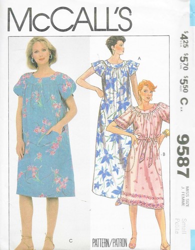 Vintage Women's House Dress Long Nightgown Sewing Pattern Size Small UNCUT