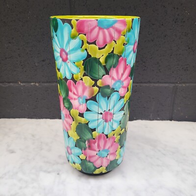 Vintage 60's Alvino Bagni Raymor Floral Art Pottery Vase Italian 9.75'' Italy