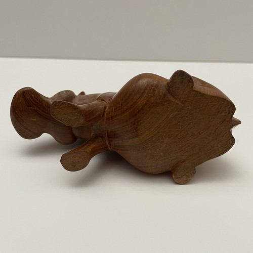 Vintage Hippo Hippopotamus Hand Carved Wooden Sculpture Ornament Figurine Animal - Picture 7 of 9