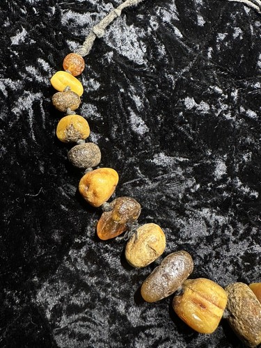 Antique Butterscotch Egg Yolk Raw Natural Amber Nugget Beads Necklace 47 Grams - Picture 7 of 16