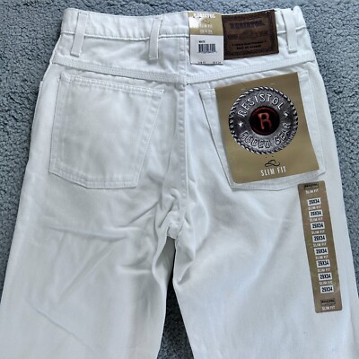 Resistol Pants Men's 29Wx34L White Jeans Slim Fit Rodeo Gear Denim Cowboy