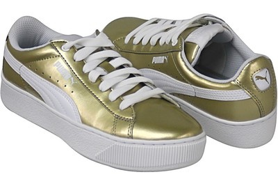 puma vikky platform black white metallic gold