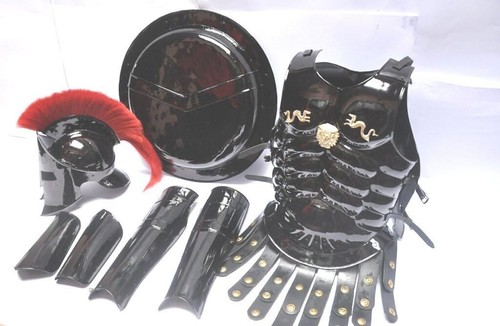 MEDIEVAL KING SPARTAN 300 HELMET W/RED PLUME MUSCLE JACKET LEG ARM GUARDS - Picture 2 of 2