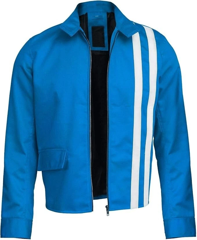 Mens Speedway Motorcycle Racing Elvis Presley White Stripes Biker Cotton Jacket