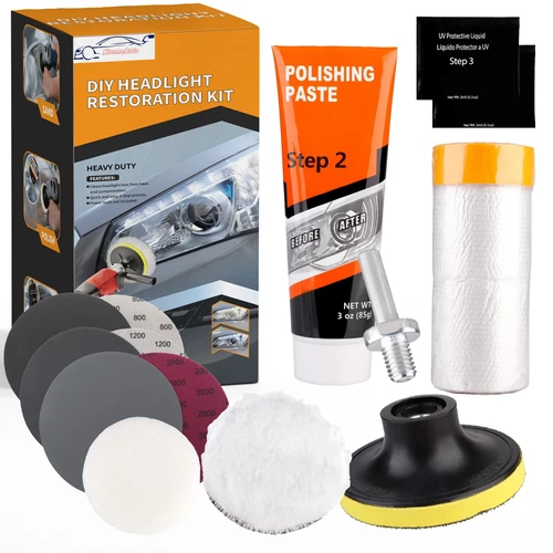 Xtremeauto Dull Headlight Restoration Car Headlamp Lens Restore Polish Kit Drill