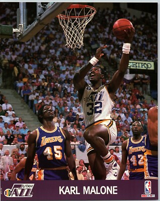 1990 KARL MALONE UTAH JAZZ NBA HOOPS 8X10 ACTION