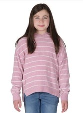DKNY Youth Girls Chenille Sweater, Size Large 14/16 Pink NWT