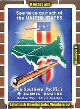Metal Sign - 1937 Southern Pacific Passenger Service- 10x14 inches