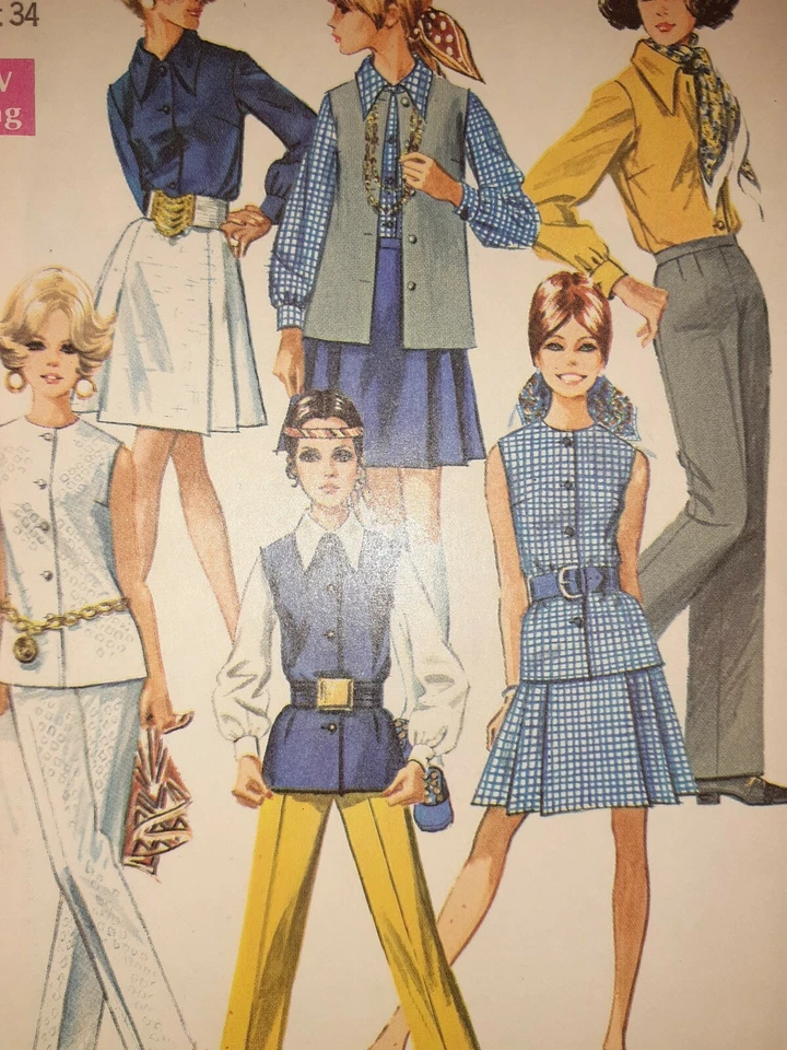 Simplicity 8045 Skirt Blouse Pants Vest Jacket Sewing Pattern Ladies 12 UC VTG - Image 2 of 4