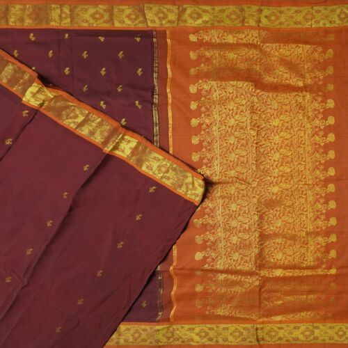 Vintage Maroon Sarees 100% Pure Kanjivaram Seide Zari Handgewebt Sari 4.6m Stoff - Bild 1 von 6
