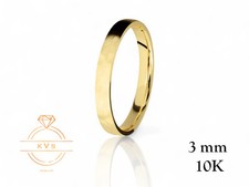 10K Yellow Gold 3mm FLAT Wedding Band Ring - Comfort Fit Solid Gold HAMMERED
