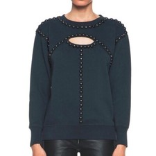 Isabel Marant Scotty Sweatshirt Shiloh Faded Black Studded 100 Cotton 40 M