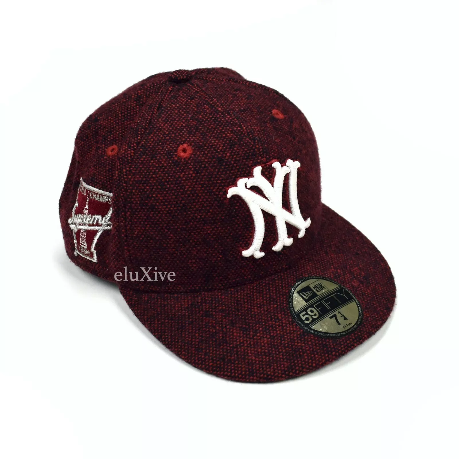 Chapeau logo Supreme New Era World Champs NY « Yankees » rouge 7 1/4 FW08 RARE AUTHENTIQUE