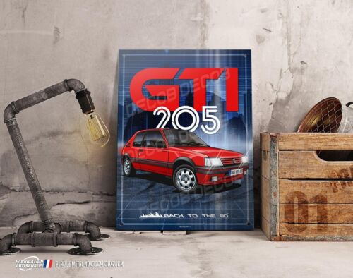 Plaque métal déco 30x20cm Peugeot 205 GTI. Back to the 80. - Afbeelding 1 van 1