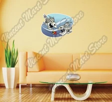 Fisherman Fishing Dead Fish Bites Hook Wall Sticker Room Interior Decor 25"X20"