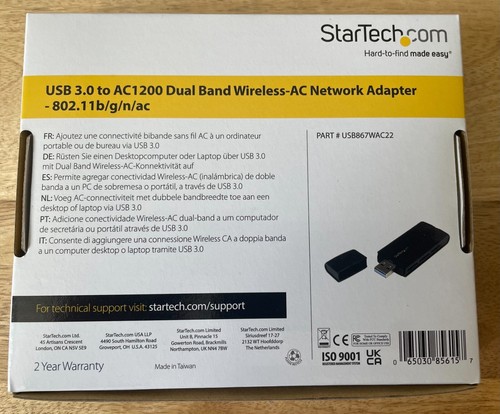 *New* StarTech USB 3.0 To AC1200 Dual Band Wireless Network Adapter USB867WAC22 - Afbeelding 3 van 3