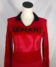 Armani Exchange A/X Sweater Red Spell out Long Sleeve Women's Medium