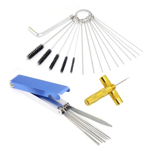 Carburettor Cleaning Kit with 16PCS Set and Aluminum Box 10 Cleaning Wires Kit - Afbeelding 6 van 6