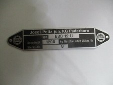 Josef Peitz Typenschild Schild Zuggabel Deichsel Schere Achse Espe EBD 12 U s93