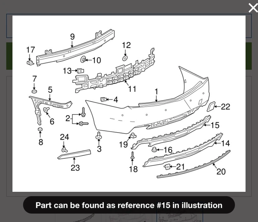 Cadillac CT6 2016-2018 parachoques trasero panel cenefa 23109670 Foto 3 de 4