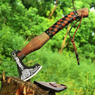 Viking Axe High Corban Steel Blade Hand Forged Custom Handmade Hunting Axe