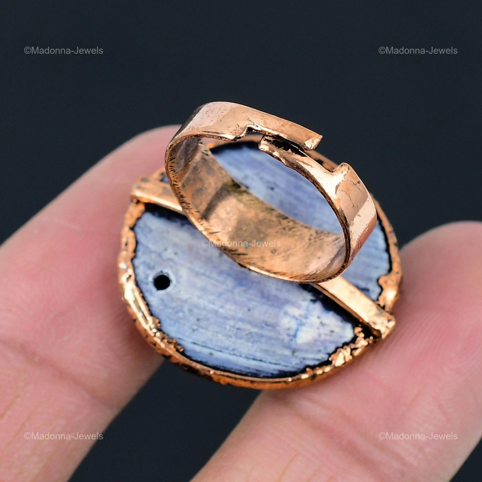 Mother Of Pearl 铜电成型可调节戒指 尺寸 可调节 — 第 4/4 张图片