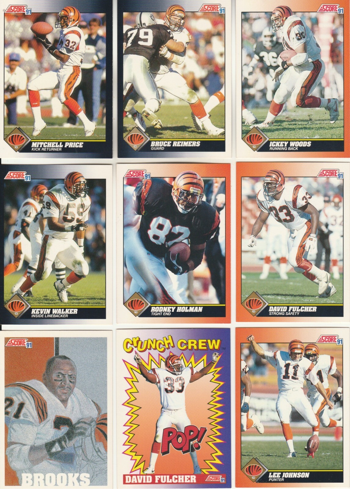 (10) 1991 Score Cincinnati Bengals (10 Card Team Lot) See Scans!